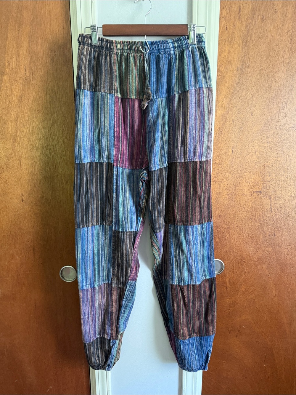 Multicolor Striped Patchwork Womens Pants
